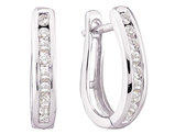 Channel-Set Diamond Hoop Earrings 1/4 Carat (ctw H-I, I2-I3) in 10K White Gold